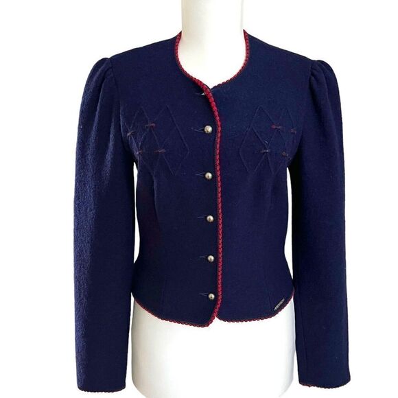 Vintage Geiger Boiled Wool Cropped Sweater Jacket S 36 Y2K Cottagecore Austria - Picture 1 of 14